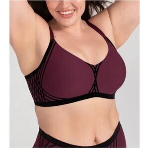 Honeylove Silhouette Bra "Fig" Purple Burgundy & Black Velvet Criss Cross (3X)